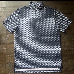 RLX Men’s Polo, Navy Blue, Bugatti All Over Design, Size Small